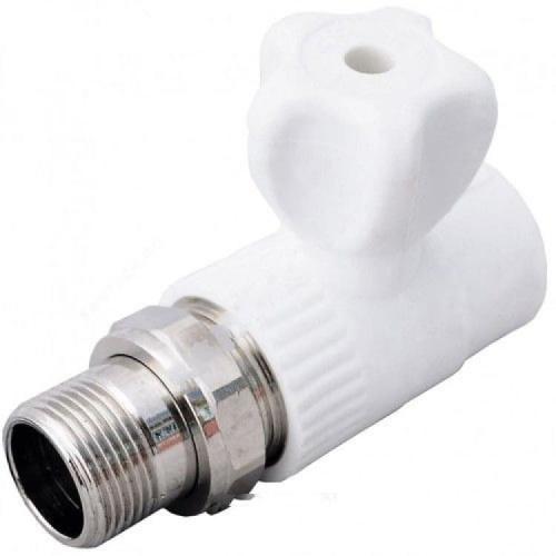 Кран шаровой PP-R белый наружн. резьба Дн 20х1/2" прямой для радиатора VALFEX Россия Кран шаровой PP-R белый наружн. резьба Дн 20х1/2" прямой для радиатора VALFEX Россия