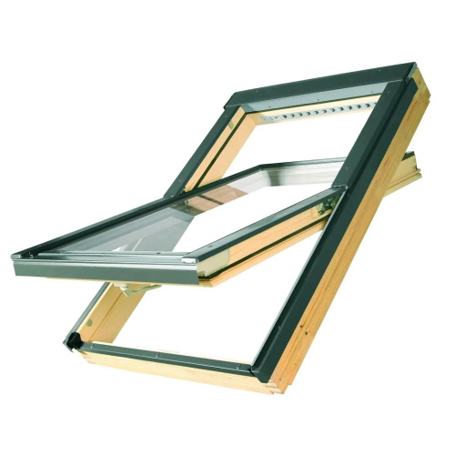 Окно мансардное дерево, лак ручка снизу Fakro FTS-V U2 (V22) Standart 78*118см