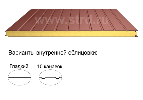 Стеновая трёхслойная сэндвич-панель 10 канавок 200мм 1000мм с видимым креплением минеральная вата Полиэстер ТермоСпецПанель Стеновая трёхслойная сэндвич-панель 10 канавок 200мм 1000мм с видимым креплением минеральная вата Полиэстер ТермоСпецПанель