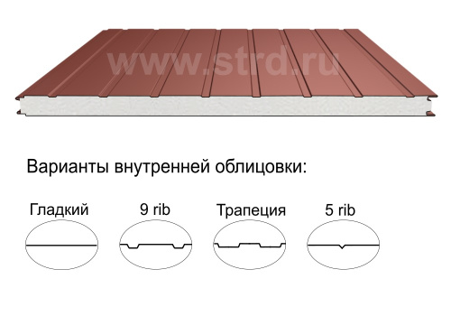 Стеновая трёхслойная сэндвич-панель 9 rib 50мм 1000мм с видимым креплением пенополистирол Полиэстер Доборник Стеновая трёхслойная сэндвич-панель 9 rib 50мм 1000мм с видимым креплением пенополистирол Полиэстер Доборник
