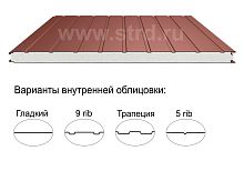 Стеновая трёхслойная сэндвич-панель 9 rib 150мм 1190мм с видимым креплением пенополистирол Полиэстер Доборник