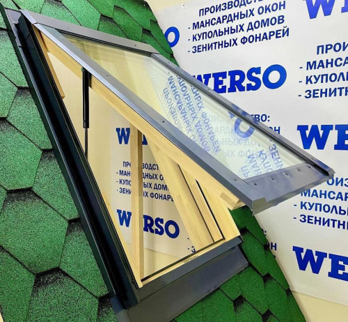 Окно мансардное дерево, лак ручка снизу Werso ОС 55*98см фото 12