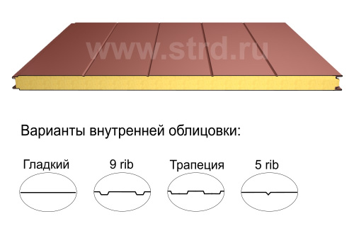 Стеновая трёхслойная сэндвич-панель 5 rib 80мм 1000мм с видимым креплением минеральная вата Полиэстер Доборник Стеновая трёхслойная сэндвич-панель 5 rib 80мм 1000мм с видимым креплением минеральная вата Полиэстер Доборник