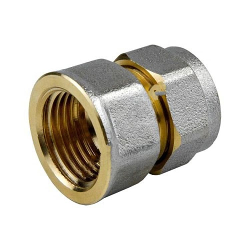 Муфта латунная никель 7002 Дн 26х3/4" ВР обжим Aquasfera Китай Муфта латунная никель 7002 Дн 26х3/4" ВР обжим Aquasfera Китай