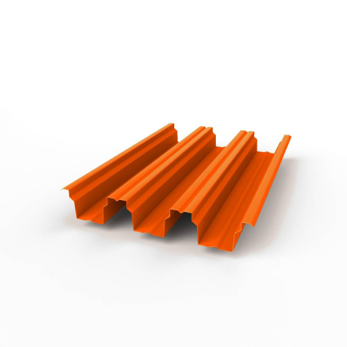 Профнастил оцинкованный с полимерным покрытием полиэстер Н114 buildstor 0,9х646мм RAL 2009 Транспортный оранжевый