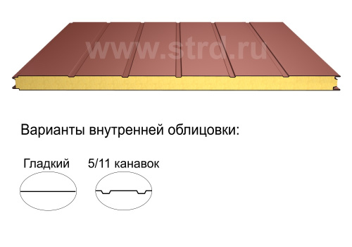 Стеновая трёхслойная сэндвич-панель 5 канавок 60мм 1190мм с видимым креплением минеральная вата Полиэстер ТермоСпецПанель Стеновая трёхслойная сэндвич-панель 5 канавок 60мм 1190мм с видимым креплением минеральная вата Полиэстер ТермоСпецПанель