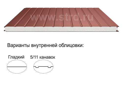 Стеновая трёхслойная сэндвич-панель 11 канавок 80мм 1190мм с видимым креплением пенополистирол Полиэстер ТермоСпецПанель Стеновая трёхслойная сэндвич-панель 11 канавок 80мм 1190мм с видимым креплением пенополистирол Полиэстер ТермоСпецПанель