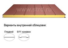 Стеновая трёхслойная сэндвич-панель 5 канавок 120мм 1190мм с видимым креплением минеральная вата Полиэстер ТермоСпецПанель