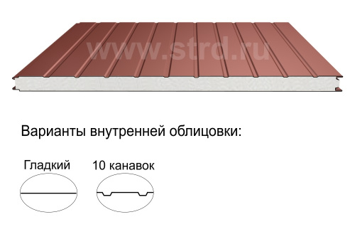 Стеновая трёхслойная сэндвич-панель 10 канавок 80мм 1000мм с видимым креплением пенополистирол Полиэстер ТермоСпецПанель Стеновая трёхслойная сэндвич-панель 10 канавок 80мм 1000мм с видимым креплением пенополистирол Полиэстер ТермоСпецПанель