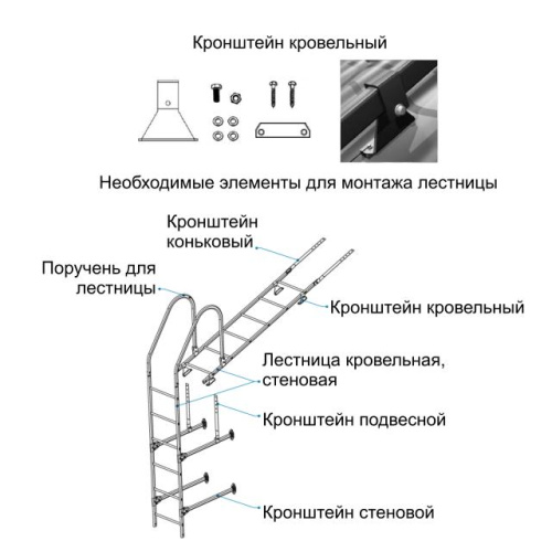 Комплект кронштейнов кровельных Оцинков+порошковый окрас Металл Профиль