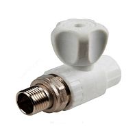 Кран шаровой PP-R белый наружн. резьба Дн 25х3/4" прямой для радиатора РосТурПласт Россия